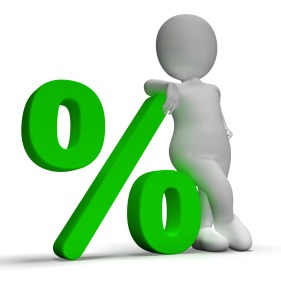 Percent Sign With 3d Man Showing Percentage Or Investment